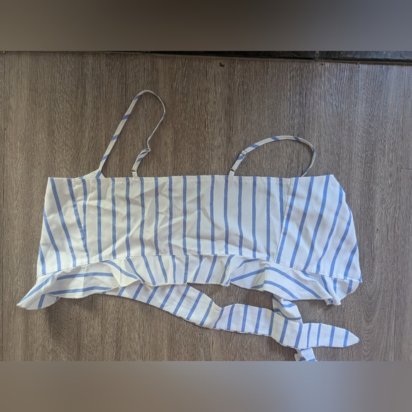 Blue and White Stripe Crop Top - WYLDR small - Picture 2 of 4